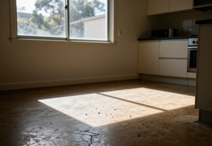 Cockroaches and egg casings in a Drummoyne kitchen cabinet